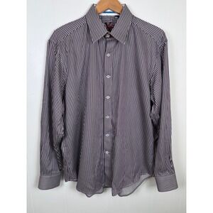 Robert Graham X‎ Collection Plum Striped Button Down Shirt Designer Accents XL